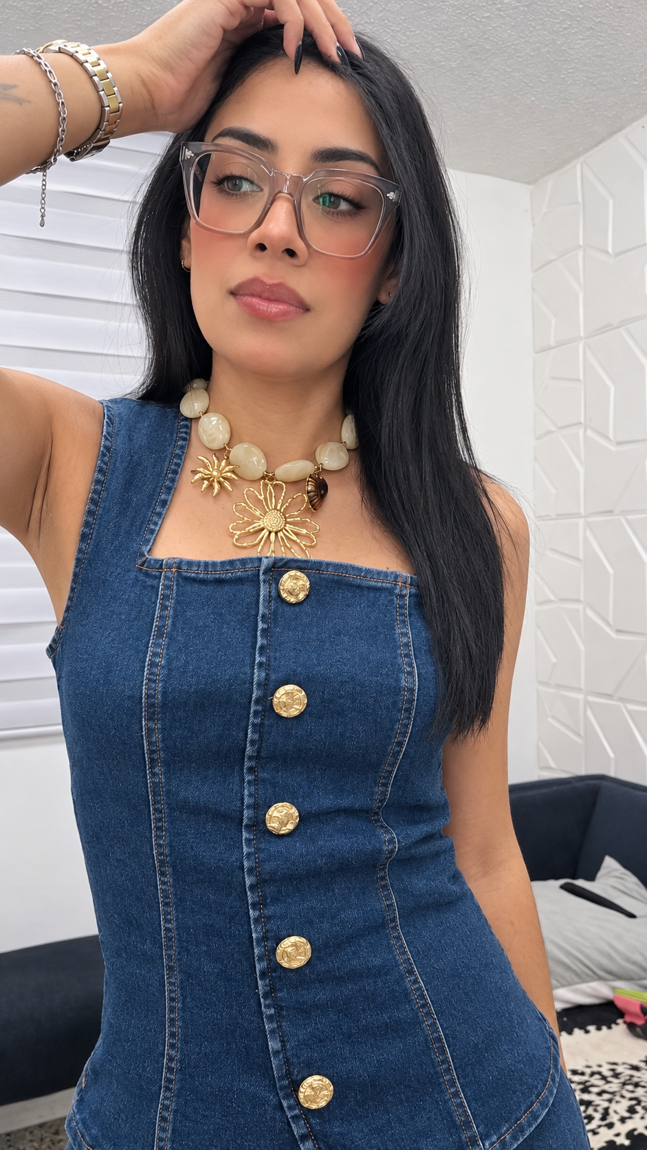 Set Denim Top & Barrel Pants