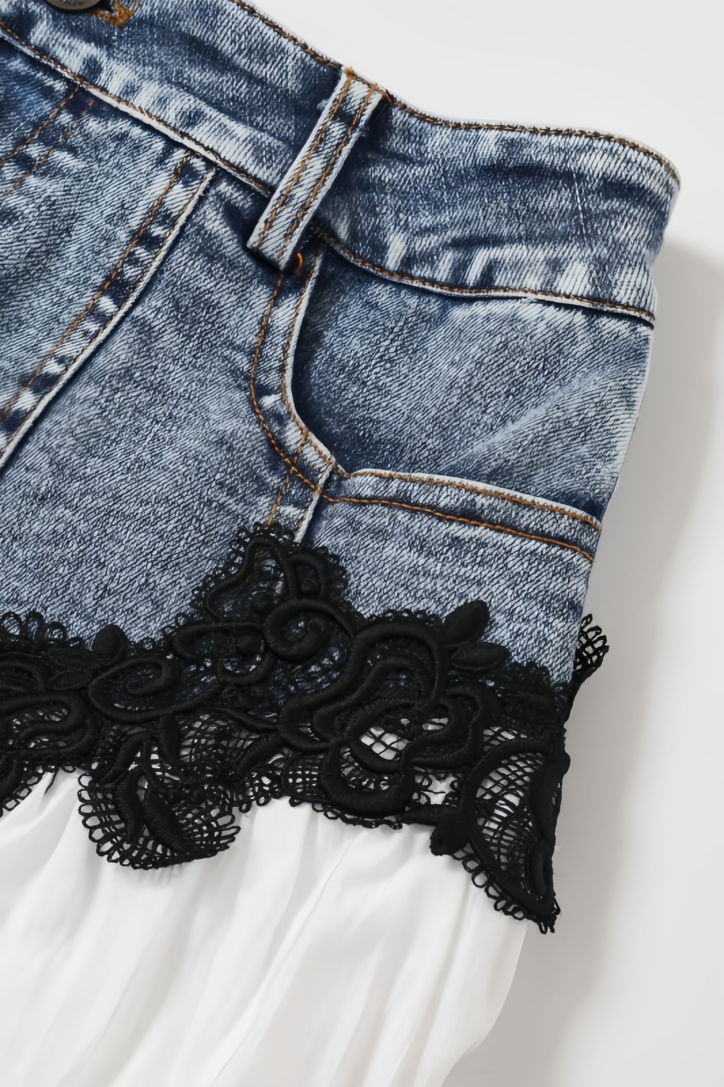 [PRE-ORDEN] Denim & Lace Hybrid Maxi Skirt