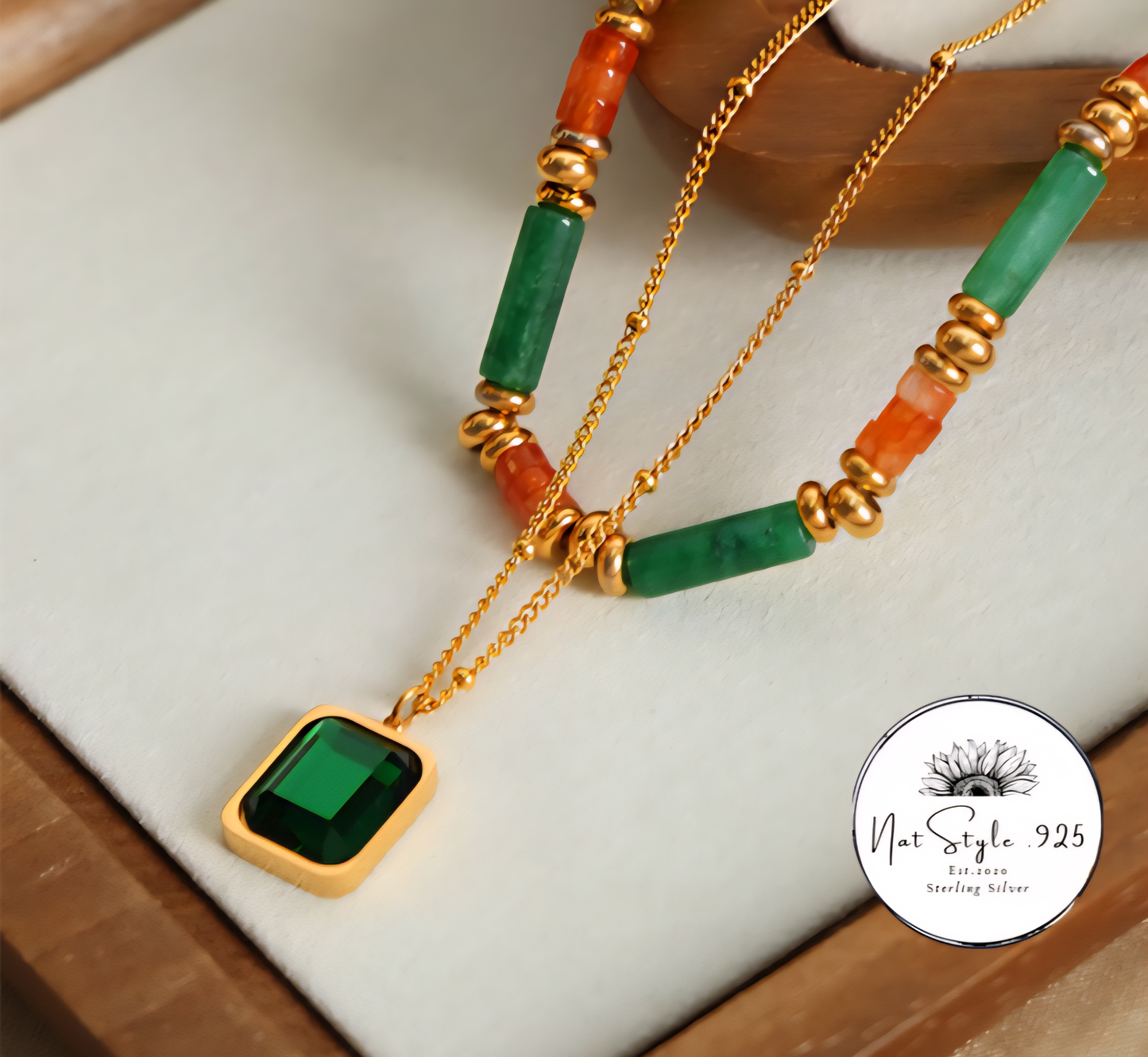 Square Emerald Bamboo Double Layer