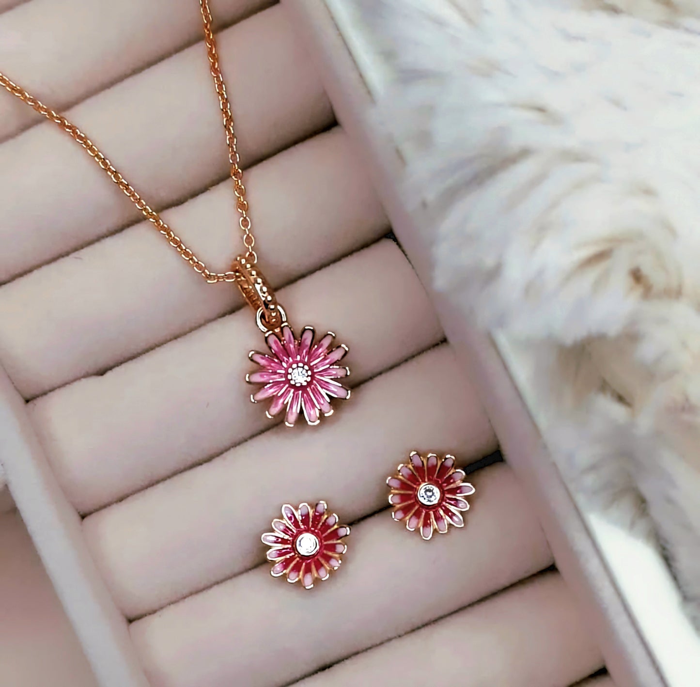 Pink Daisy Earrings