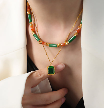 Square Emerald Bamboo Double Layer