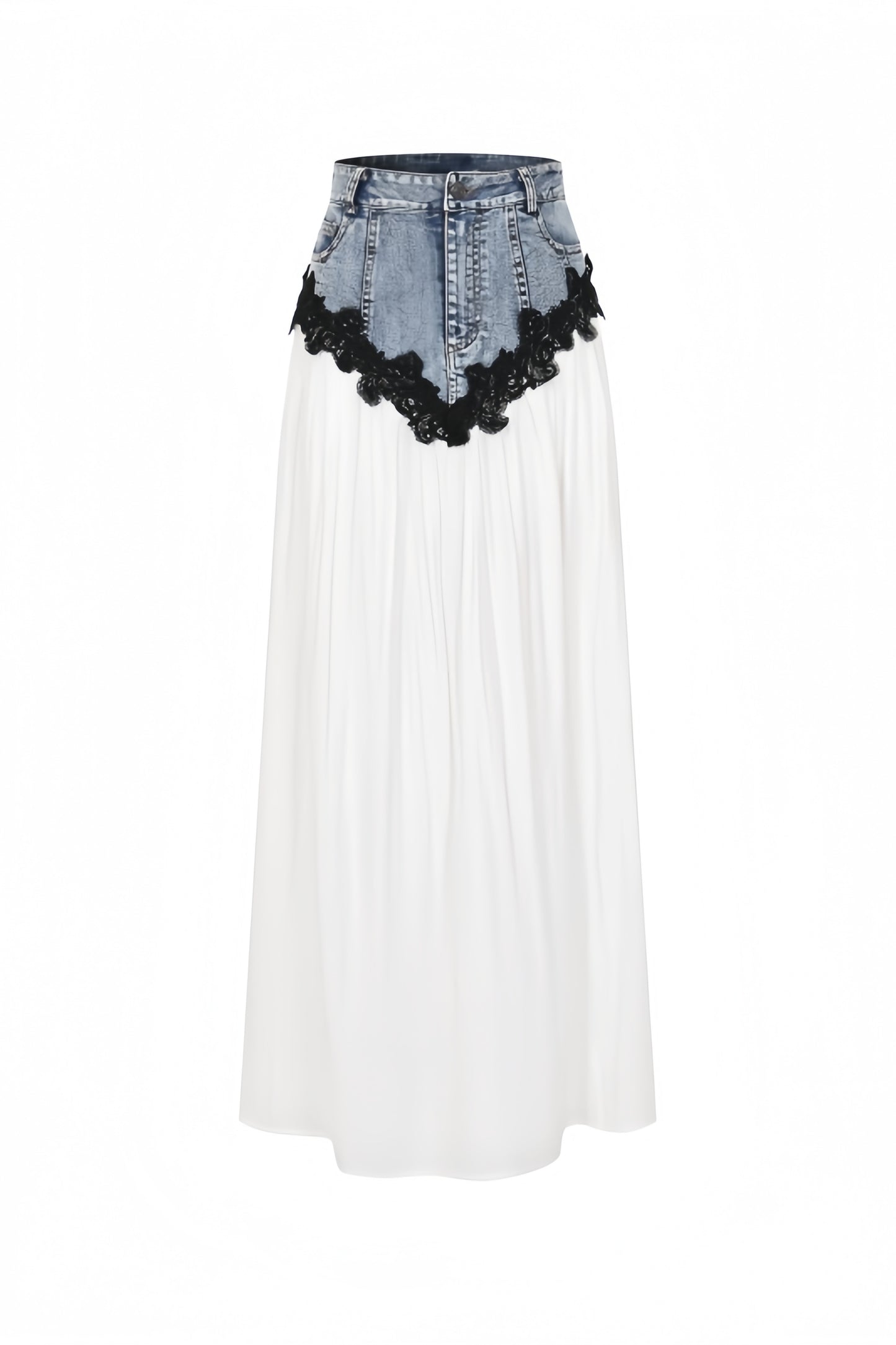 [PRE-ORDEN] Denim & Lace Hybrid Maxi Skirt