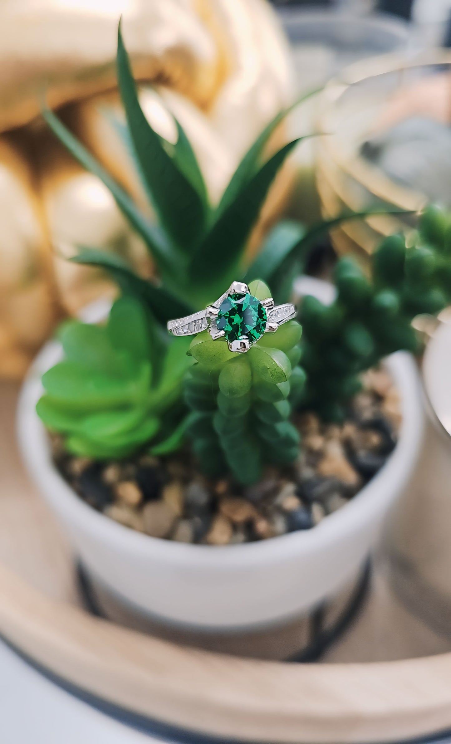 Rose Emerald & Clear CZ