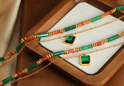 Square Emerald Bamboo Double Layer