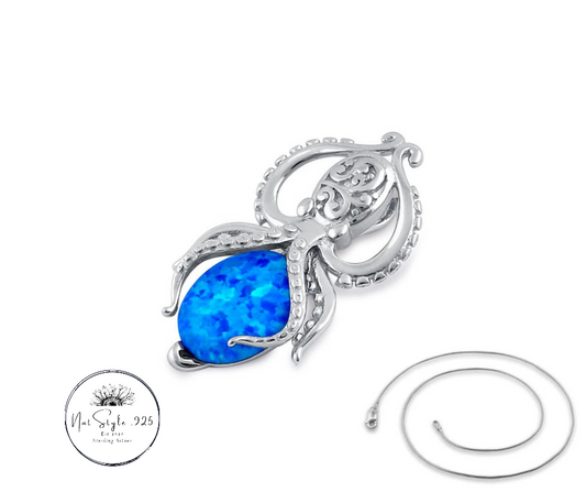 Blue Opal Squid Necklace