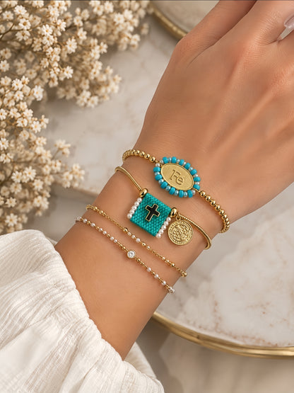 Fe Turquesa & Oro Bracelet