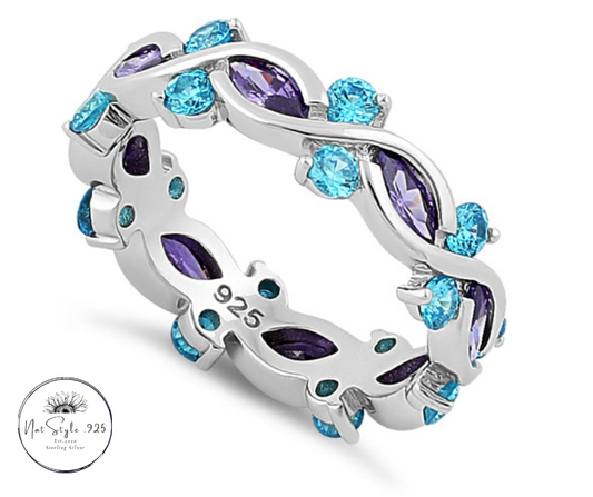 Eternity Marquise Round Amethyst & Aqua