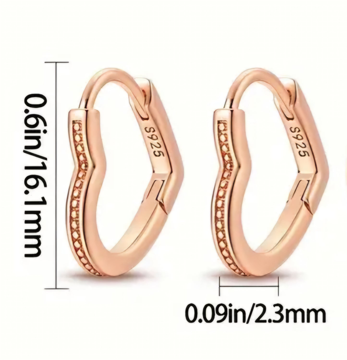 Rose Gold Heart Earrings