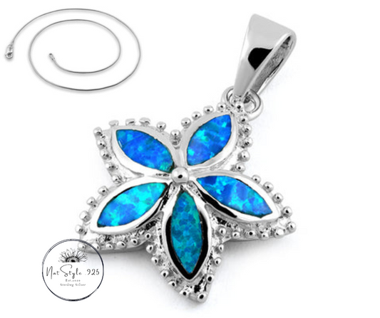 Flower Blue Opal Necklace