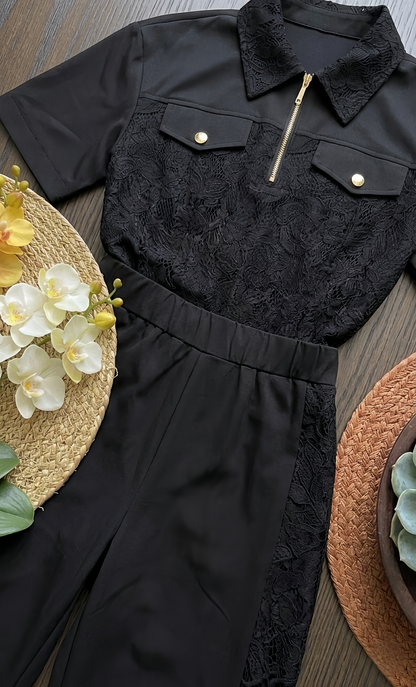 Black Royal Lace Set