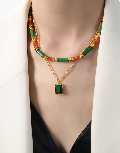 Square Emerald Bamboo Double Layer