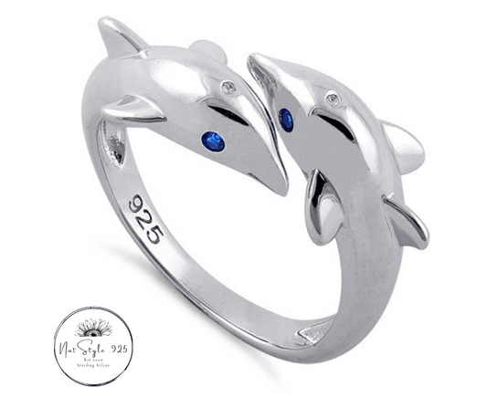 Twin Dolphin Blue Cz