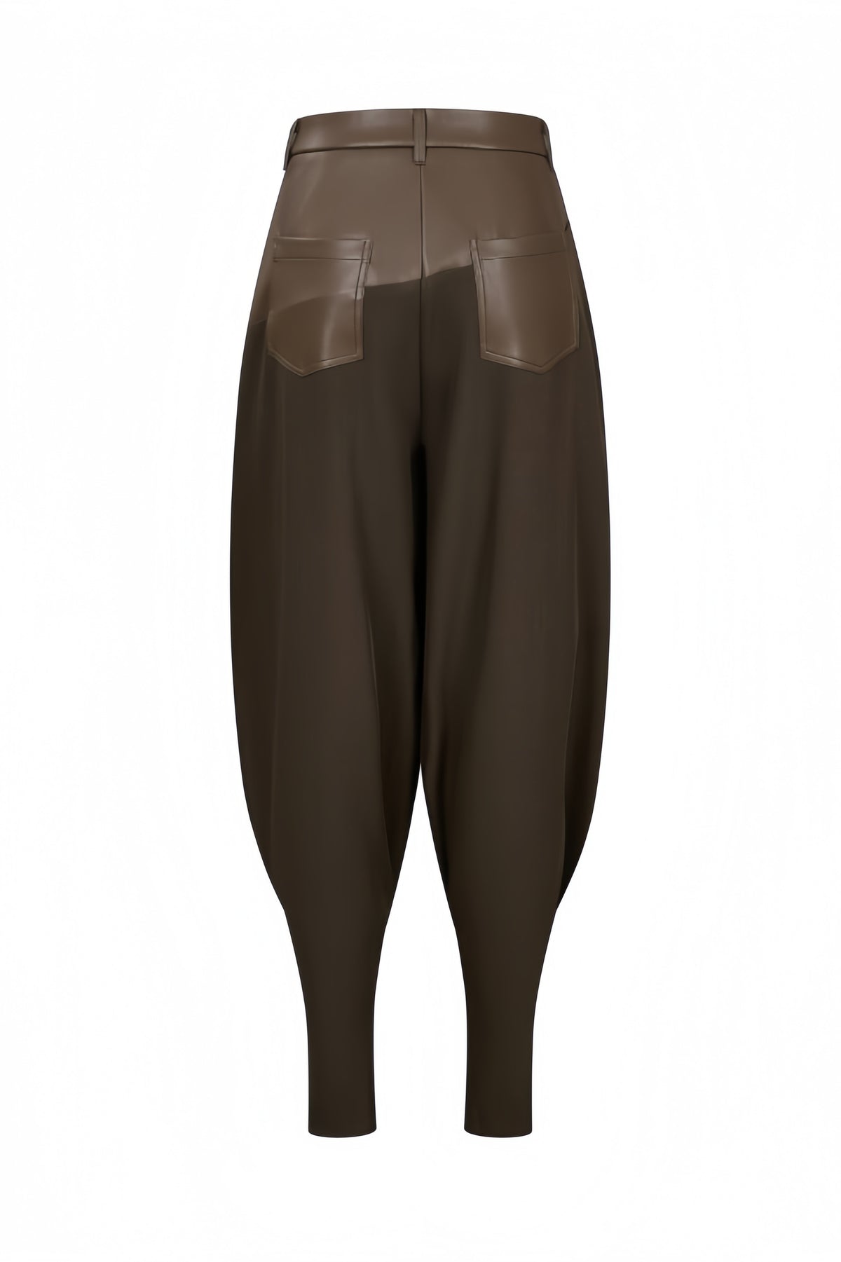 Leather Mix Barrel Pants