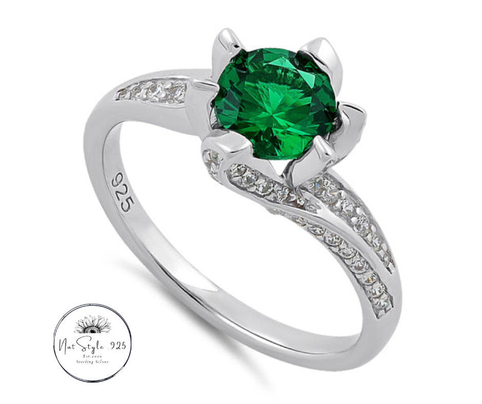 Rose Emerald & Clear CZ