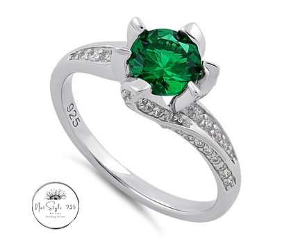 Rose Emerald & Clear CZ