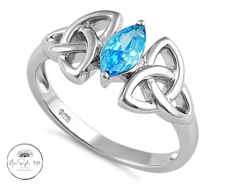 Double Triquetra Charmed Marquise Aquamarine