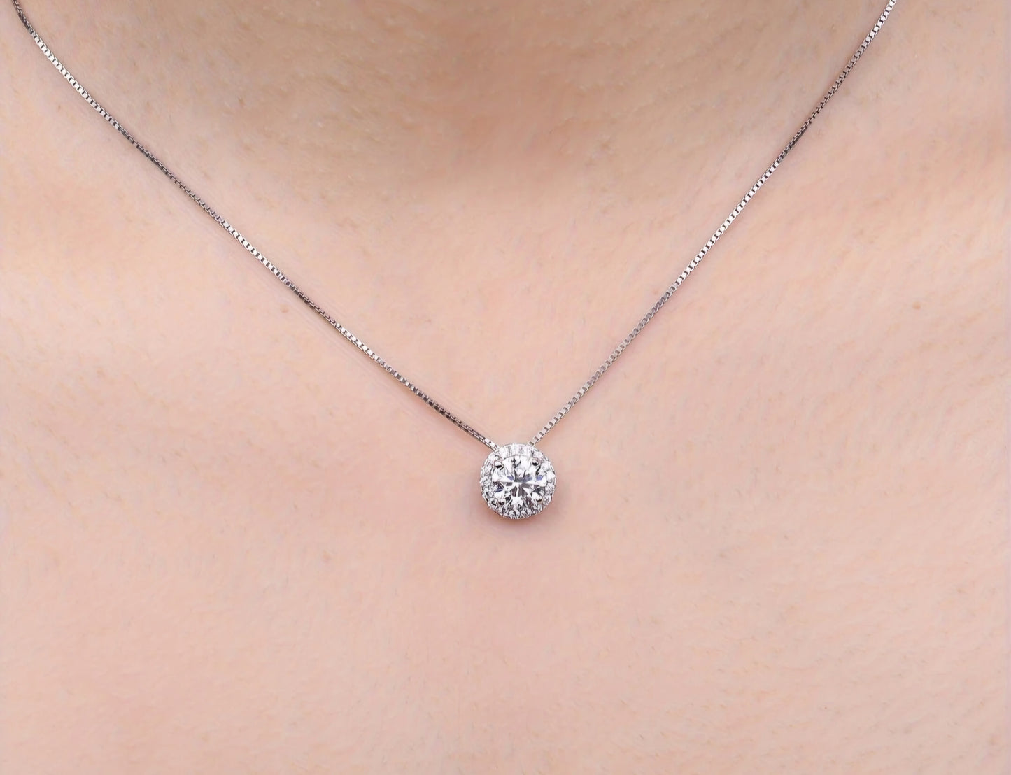 Unique Round Moissanite Necklace