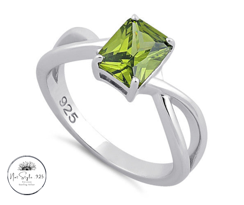 Twist Emerald Cut Peridot